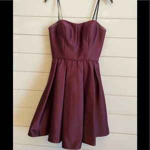 Burgundy strapless dress